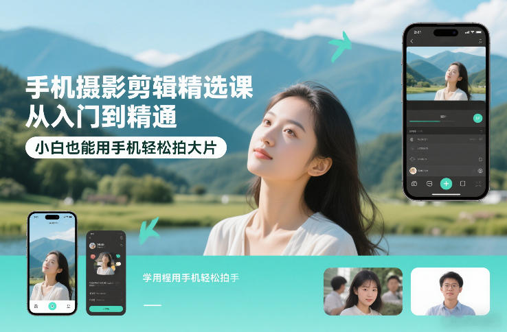 手机摄影剪辑精选课,从入门到精通,小白也能用手机轻松拍大片-优优云网创