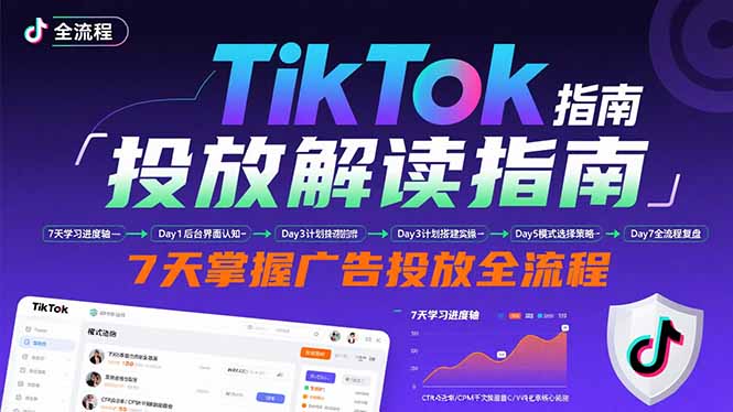 TikTok投放解读指南：后台操作/计划建立/模式选择，7天掌握广告投放全流程-优优云网创