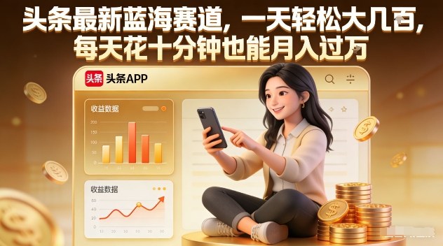 头条最新蓝海赛道,一天轻松大几张,每天花十分钟也能月入过1W【揭秘】-优优云网创