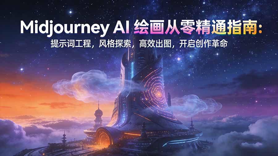 Midjourney AI绘画从零精通指南:提示词工程,风格探索,高效出图,开启创作革命-优优云网创