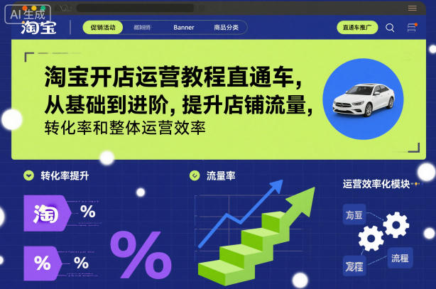 淘宝开店运营教程直通车，从基础到进阶，提升店铺流量，转化率和整体运营效率(更新11月)-优优云网创
