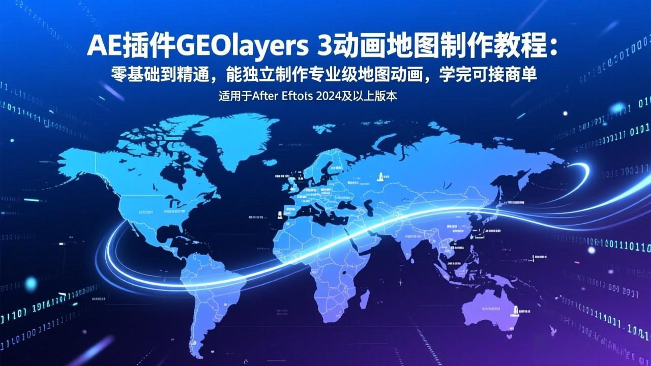 AE插件GEOlayers 3动画地图制作教程：零基础到精通，能独立制作专业级地图动画，学完可接商单-优优云网创