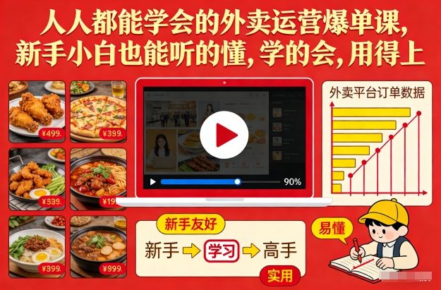 人人都能学会的外卖运营爆单课,新手小白也能听的懂,学的会,用得上-优优云网创