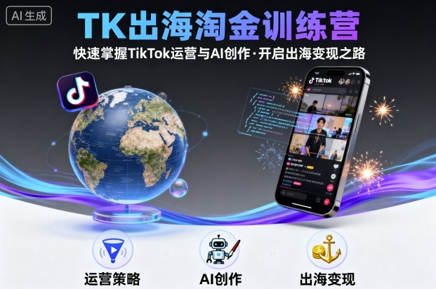 TK出海淘金训练营，助你快速掌握TikTok运营与AI创作，开启出海变现之路-优优云网创
