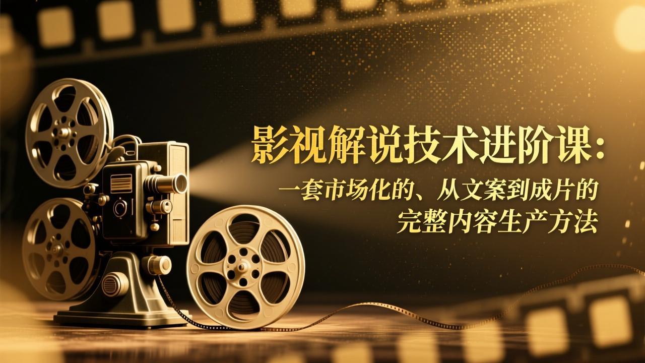 影视解说技术进阶课：一套市场化的、从文案到成片的完整内容生产方法-优优云网创