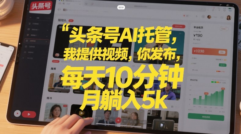 头条号AI托管,我提供视频,你发布,每天10分钟,月躺入5k+【揭秘】-优优云网创