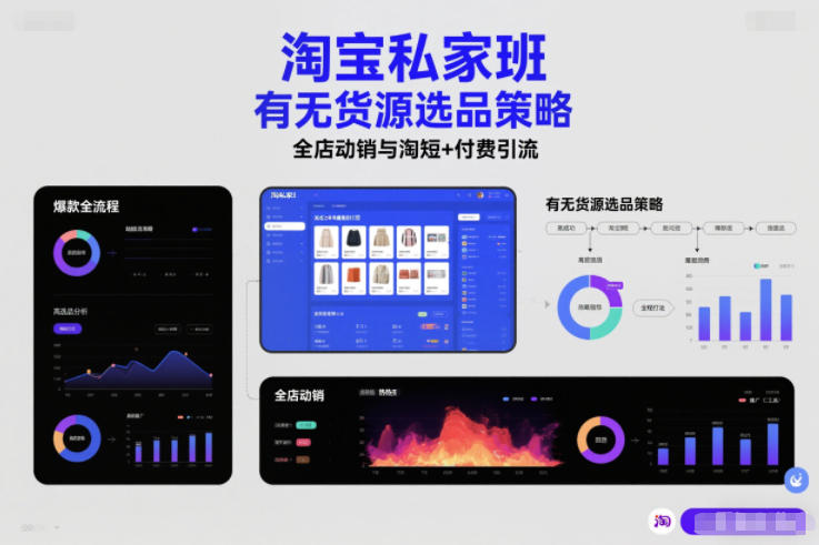 淘宝私家班，有无货源选品策略，高成功率爆款全流程打法，全店动销与淘短+付费引流(更新)-优优云网创