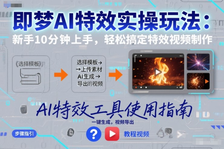 即梦AI特效实操玩法:新手10分钟上手,轻松搞定特效视频制作-优优云网创