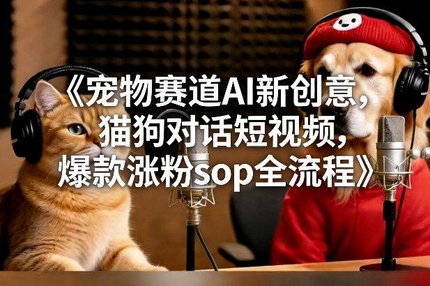 宠物赛道AI新创意，猫狗对话短视频，爆款涨粉sop全流程-优优云网创