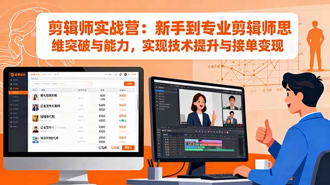 剪辑师实战营：新手到专业剪辑师思维突破与能力，实现技术提升与接单变现-优优云网创