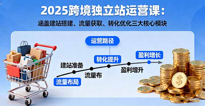 2025跨境独立站运营课：涵盖建站搭建、流量获取、转化优化三大核心模块-优优云网创