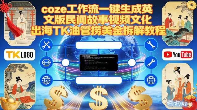 Coze扣子工作流一键生成英文版民间故事视频，文化出海TK油管捞美金拆解教程-优优云网创