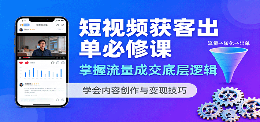 短视频获客出单必修课：掌握流量成交底层逻辑，学会内容创作与变现技巧-优优云网创