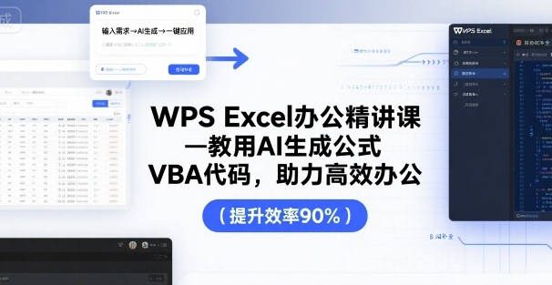 WPS Excel办公精讲课，教用 AI 生成公式，VBA 代码，助力高效办公-优优云网创