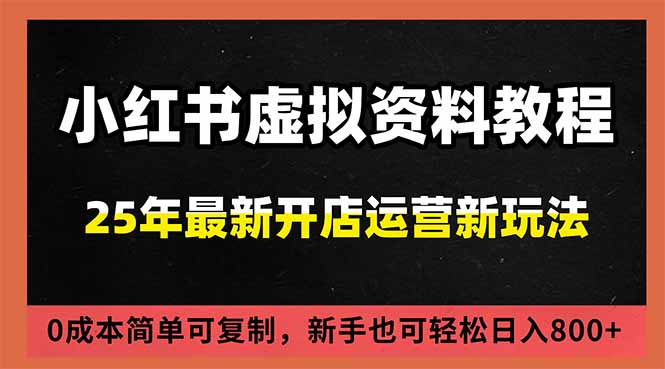 小红书虚拟资料项目：最新搜索流变现玩法，0成本简单可复制，一人多店打法，新手日入800+-优优云网创