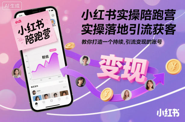 小红书实操陪跑营，实操落地引流获客，教你打造一个持续引流变现的账号-优优云网创