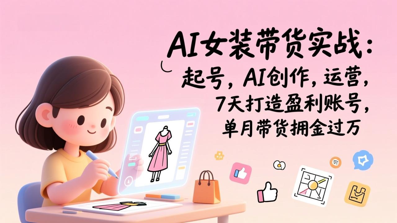AI女装带货实战：起号，AI创作，运营，7天打造盈利账号，单月带货佣金过万-优优云网创