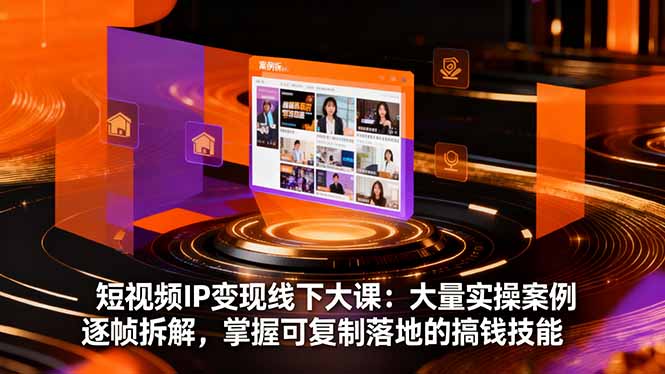 短视频IP变现线下大课:大量实操案例逐帧拆解,掌握可复制落地的搞钱技能-优优云网创