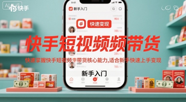 快手短视频带货，快速掌握快手短视频带货核心能力，适合新手快速上手变现-优优云网创