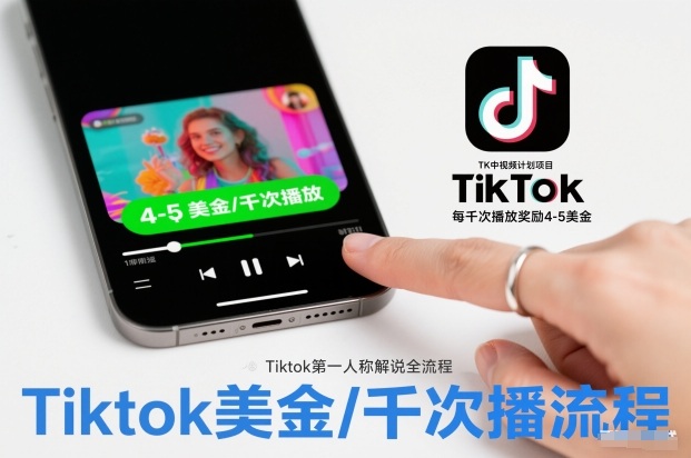 TK中视频计划项目，Tiktok第一人称解说流程，每干次播放奖励4-5美金-优优云网创
