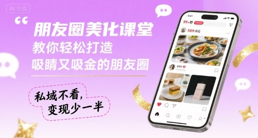朋友圈美化课堂，教你轻松打造，吸睛又吸金的朋友圈，私域不看，变现少一半-优优云网创