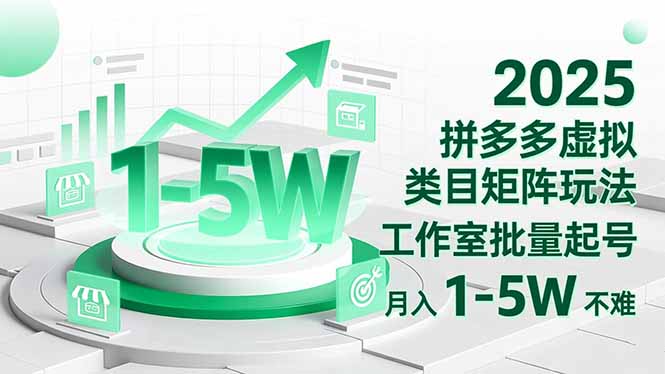 2025 拼多多虚拟类目矩阵玩法，工作室批量起号，月入 1-5W 不难-优优云网创