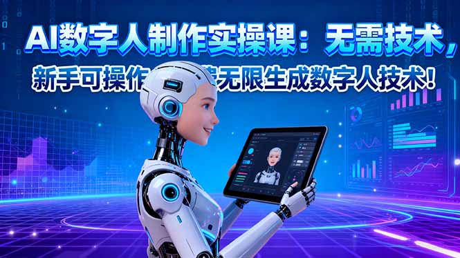 AI数字人制作实操课:无需技术,新手可操作,免费无限生成数字人技术!-优优云网创