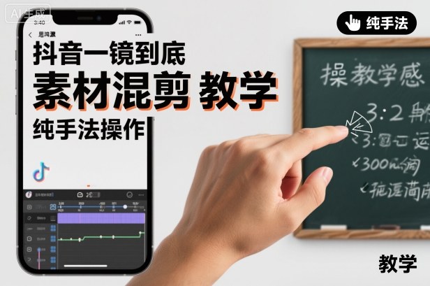 抖音一镜到底素材混剪教学，纯手法操作-优优云网创