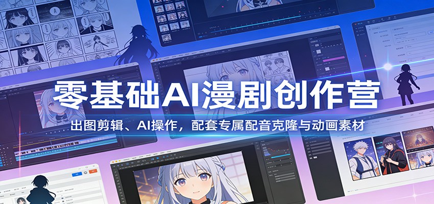 零基础AI漫剧创作营:出图剪辑、AI操作,配套专属配音克隆与动画素材-优优云网创