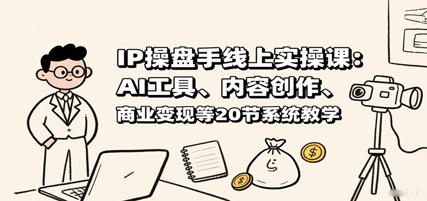 IP操盘手线上实操课：AI工具、内容创作、商业变现等20节系统教学-优优云网创