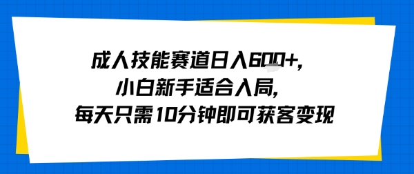 成人技能赛道日入多张，小白新手适合入局，每天只需10分钟即可获客变现-优优云网创