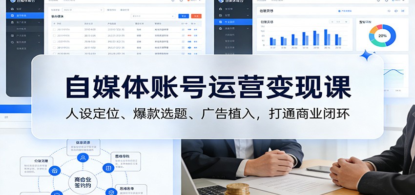 自媒体账号运营变现课：人设定位、爆款选题、广告植入，打通商业闭环-优优云网创