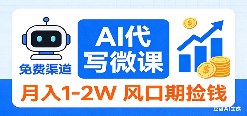2026告别打工!AI 代写微课,提供免费渠道,月入 1-2W 风口期捡钱-优优云网创