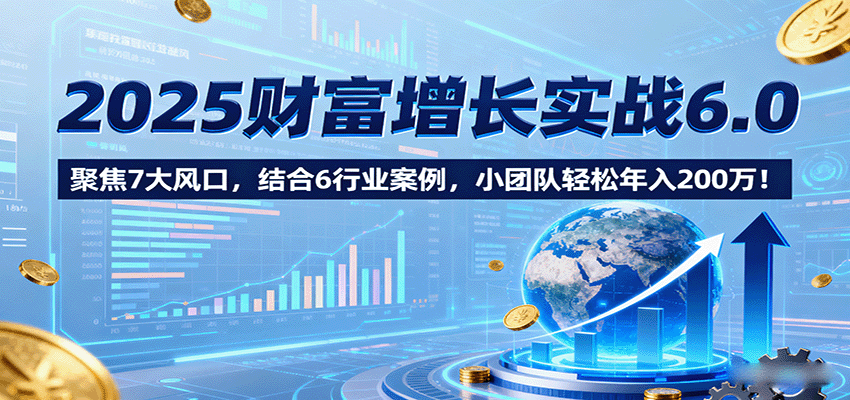 2025财富增长实战6.0,聚焦7大风口,结合6行业案例,小团队轻松年入200万!-优优云网创