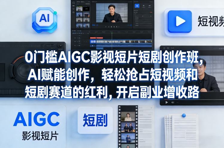 0门槛AIGC影视短片短剧创作班，AI赋能创作，轻松抢占短视频和短剧赛道的红利，开启副业增收路-优优云网创