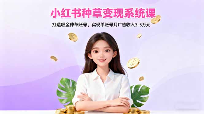 小红书种草变现系统课：打造吸金种草账号，实现单账号月广告收入3-5万元-优优云网创