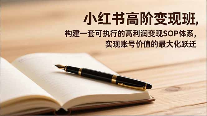 小红书高阶变现班，构建一套可执行的高利润变现SOP体系，实现账号价值的最大化跃迁-优优云网创