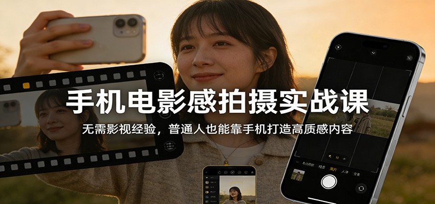 手机电影感拍摄实战课:无需影视经验,普通人也能靠手机打造高质感内容-优优云网创