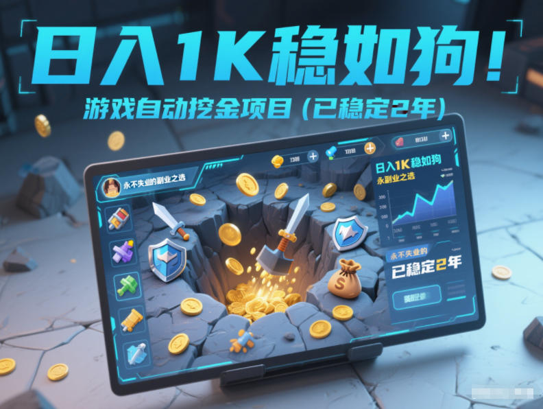 日入1K稳如狗！游戏自动挖金项目(已稳定2年)，永不失业的副业之选【揭秘】-优优云网创