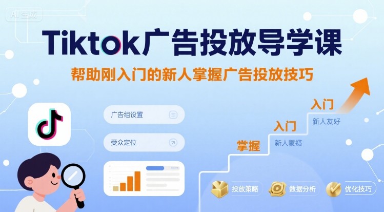 Tiktok广告投放导学课，帮助刚入门的新人掌握广告投放技巧-优优云网创