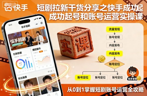 短剧拉新干货分享之快手成功起号和账号运营实操课-优优云网创