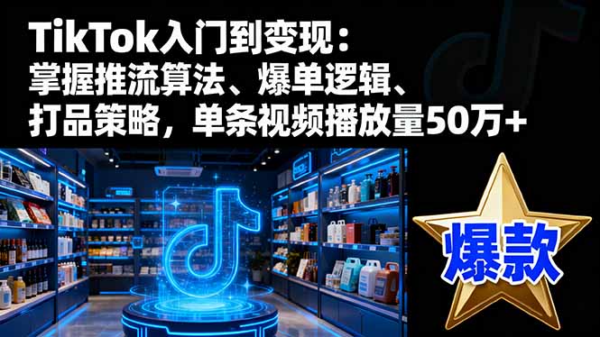 TikTok入门到变现：掌握推流算法、爆单逻辑、打品策略，单条视频播放量50w-优优云网创