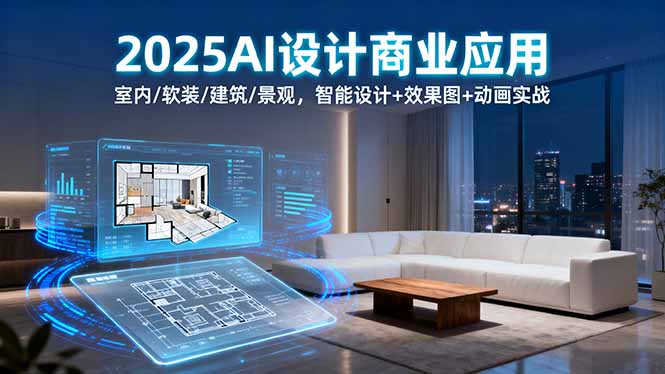 2025AI设计商业应用：室内/软装/建筑/景观，智能设计+效果图+动画实战-优优云网创
